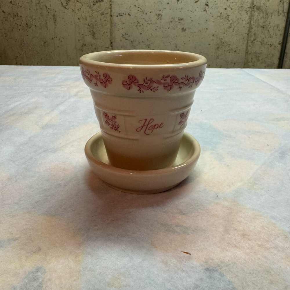 Cream Flower Pot with Saucer